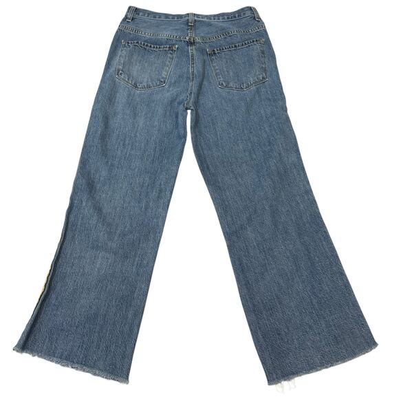 J Brand Joan Crop Jeans Wide Leg Ankle Length Blue Denim Gold Stripe USA Size 27 - Picture 10 of 12